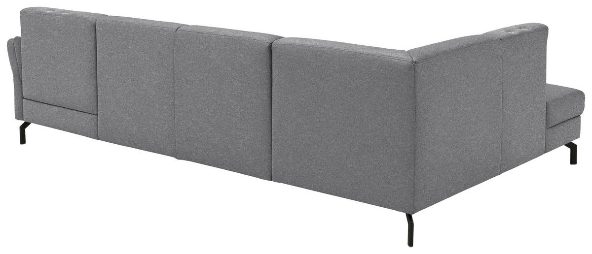 WOHNLANDSCHAFT Flachgewebe Grau  - Schwarz/Grau, Konventionell, Textil/Metall (190/307/170cm) - Beldomo Comfort