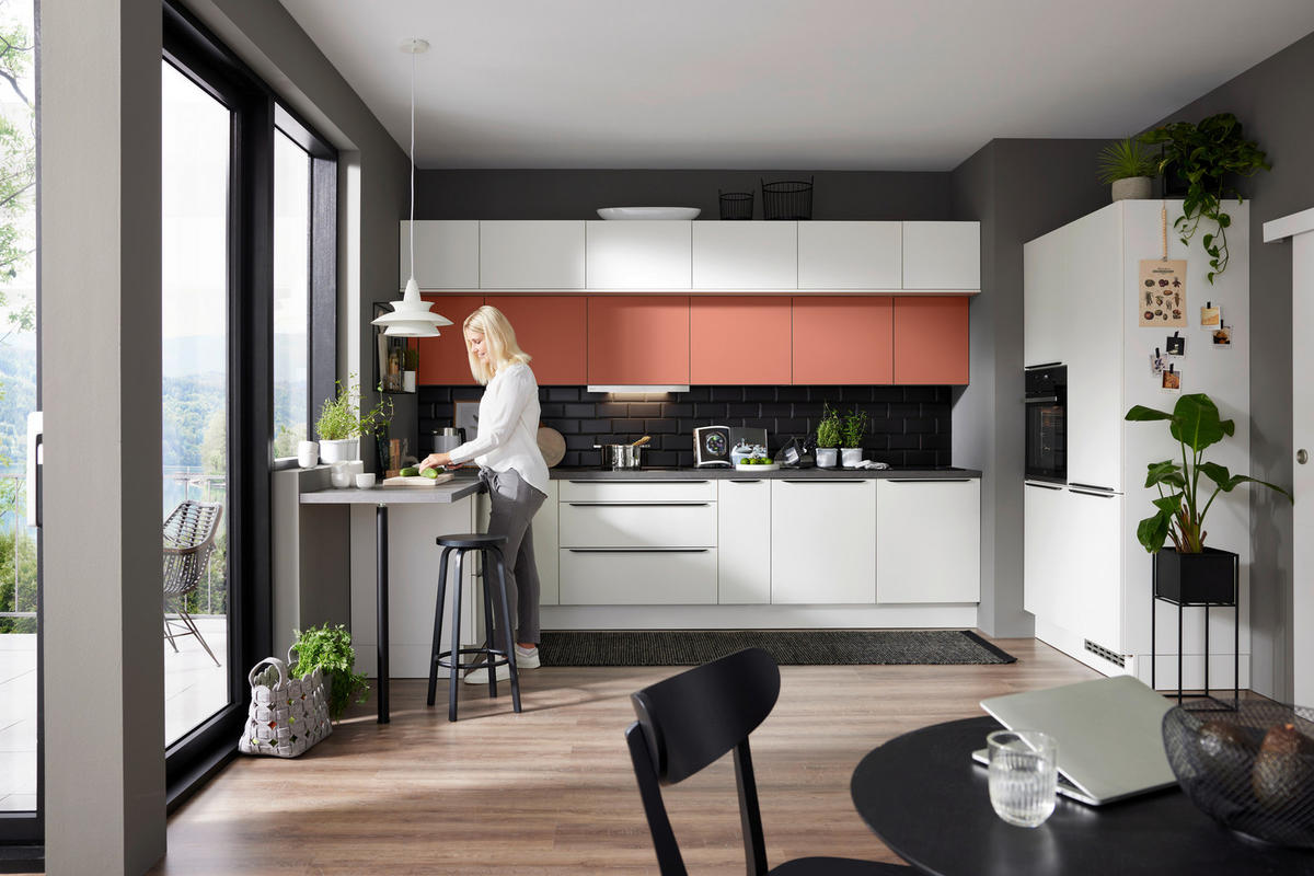 EINBAUKÜCHE Salena  - Rot/Weiß, Design, Holzwerkstoff - Novel