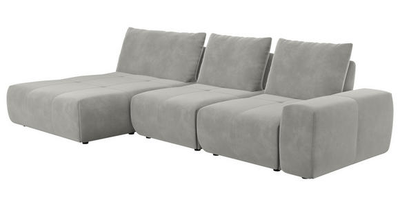 ECKSOFA in Velours Greige 174/347 cm - Greige/Schwarz, Design, Kunststoff/Textil (174/347cm) - Xora