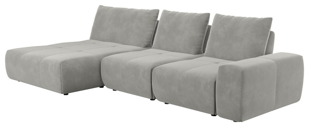 ECKSOFA in Velours Greige  - Greige/Schwarz, Design, Kunststoff/Textil (174/347cm) - Xora