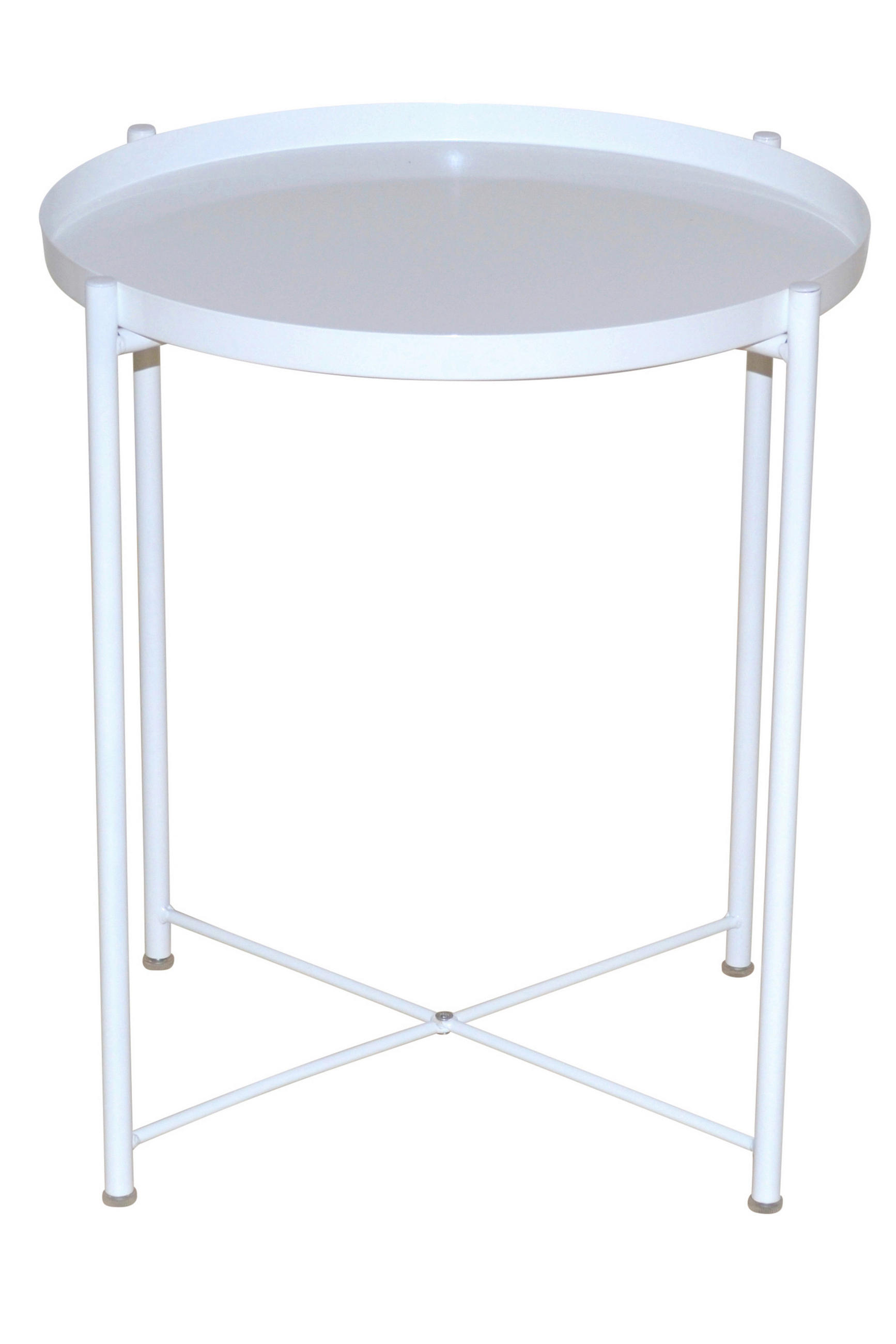 BEISTELLTISCH 47,5/47,5/53 cm Weiß rund  - Weiß, Design, Metall (47,5/47,5/53cm) - MID.YOU