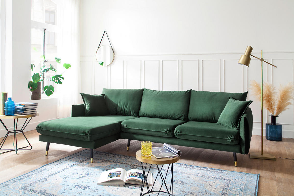 ECKSOFA Eckteil  ROSSANA-REC.2S Grün  - Grün, MODERN, Holz/Textil (258/160cm) - MID.YOU