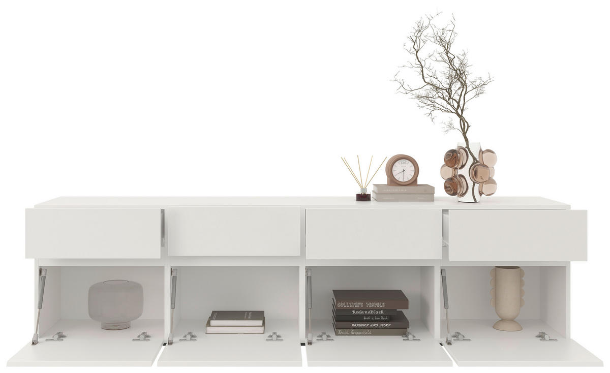 LOWBOARD 200/52,8/40 cm  - Weiss/Silberfarben, Design, Holzwerkstoff (200/52,8/40cm) - Xora