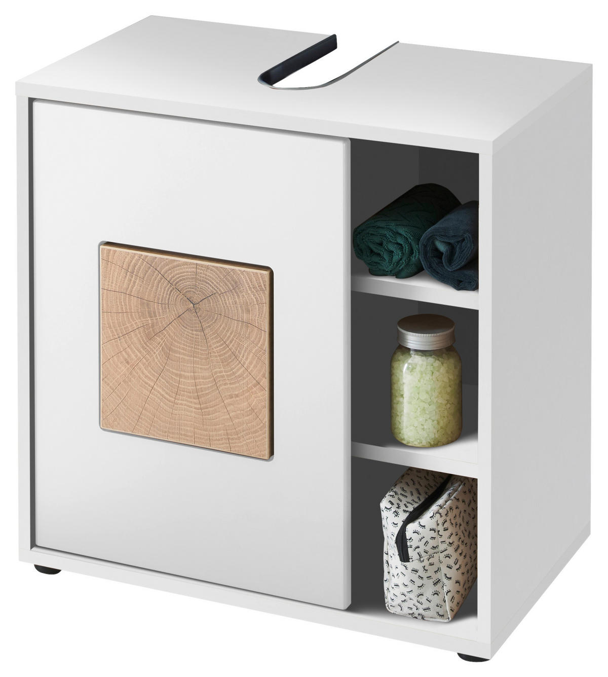 WASCHBECKENUNTERSCHRANK 60/60/35 cm  - Weiss/Eichefarben, Modern, Holzwerkstoff/Kunststoff (60/60/35cm) - MID.YOU