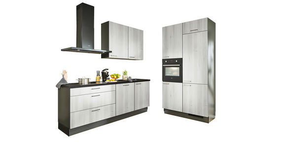 ECKKÜCHE 220/120 cm in Graphitfarben, Schwarz, Tannenholzfarben - Chromfarben/Tannenholzfarben, Design, Holzwerkstoff/Metall (220/120cm) - Xora