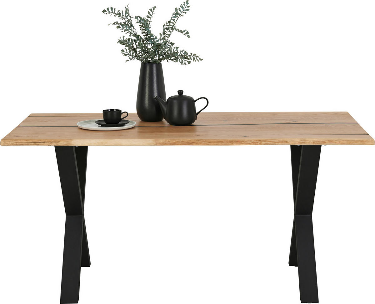 ESSTISCH in Holz, Metall 160/90/75 cm  - Wildeiche/Schwarz, Lifestyle, Holz/Metall (160/90/75cm) - Landscape