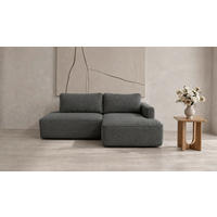 ECKSOFA FREDO Dunkelgrau Bouclé  - Dunkelgrau/Schwarz, Design, Kunststoff/Textil (233/150cm) - MID.YOU