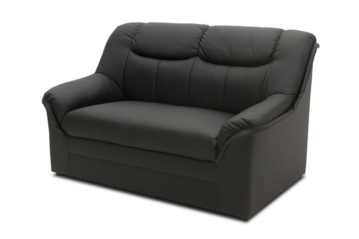 2-SITZER-SOFA BERLIN FK Lederlook Schwarz  - Schwarz, KONVENTIONELL, Kunststoff/Textil (143/89/90cm) - MID.YOU