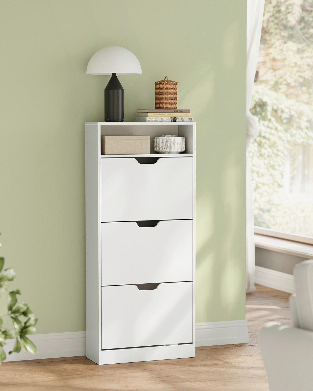 VÝKLOPNÁ SKRINKA NA TOPÁNKY, biela, 60/139/24 cm - biela, Modern, kompozitné drevo (60/139/24cm) - MID.YOU