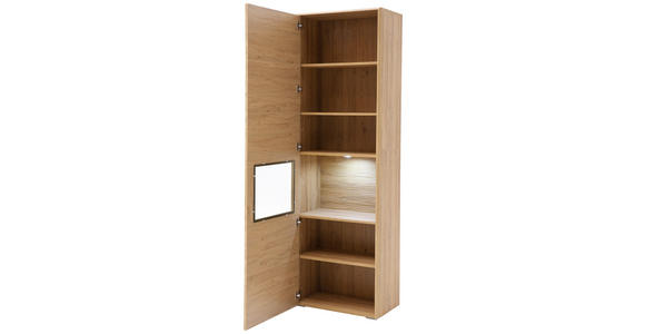 VITRINE in Eichefarben  - Eichefarben/Silberfarben, KONVENTIONELL, Glas/Holzwerkstoff (63/208/39cm) - Cantus