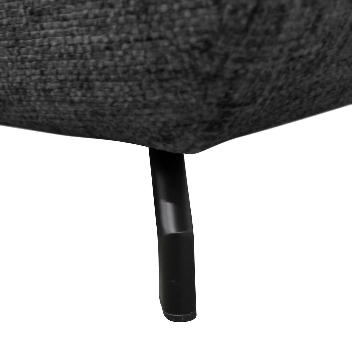 ECKSOFA in Struktur, Plüsch Dunkelgrau  - Dunkelgrau/Schwarz, Design, Textil/Metall (201/274cm) - MID.YOU