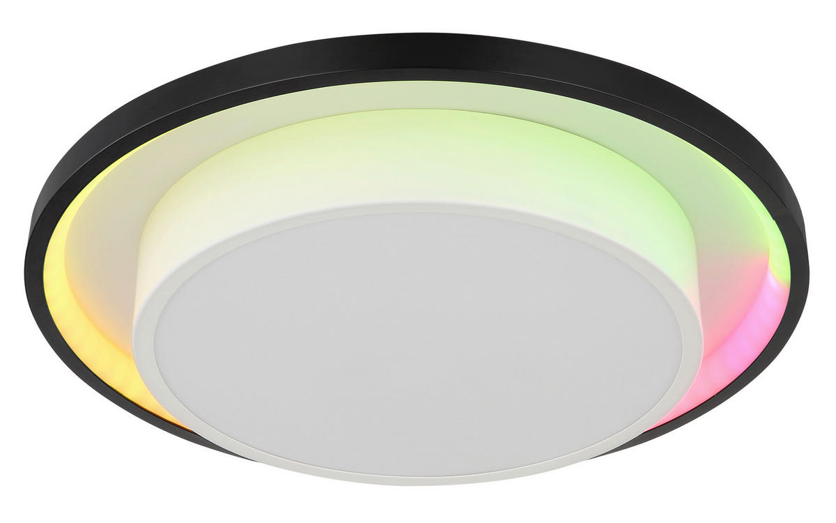 LED-DECKENLEUCHTE 21 W  39,5/5 cm    - Opal/Schwarz, Design, Kunststoff/Metall (39,5/5cm) - Globo