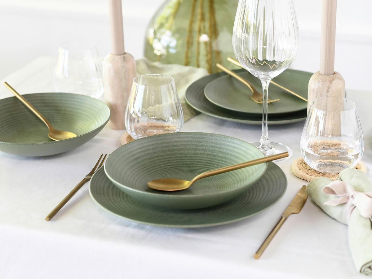 JEDÁLENSKÝ SERVIS, kamenina - zelená, Basics, keramika - Creatable