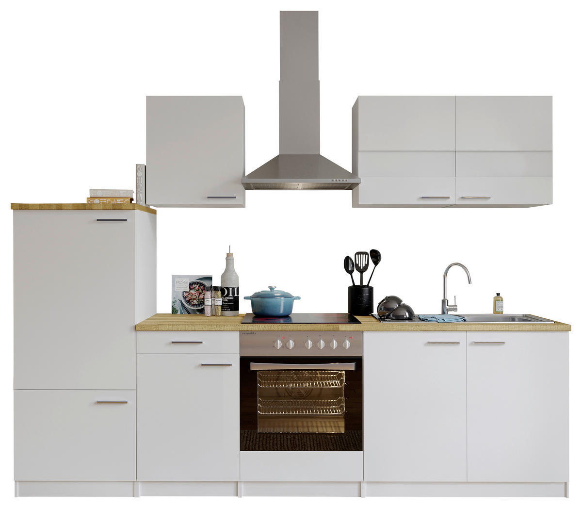 KÜCHENLEERBLOCK 270 cm   in Grau, Weiss  - Weiss/Silberfarben, Basics, Holzwerkstoff/Metall (270cm) - Respekta