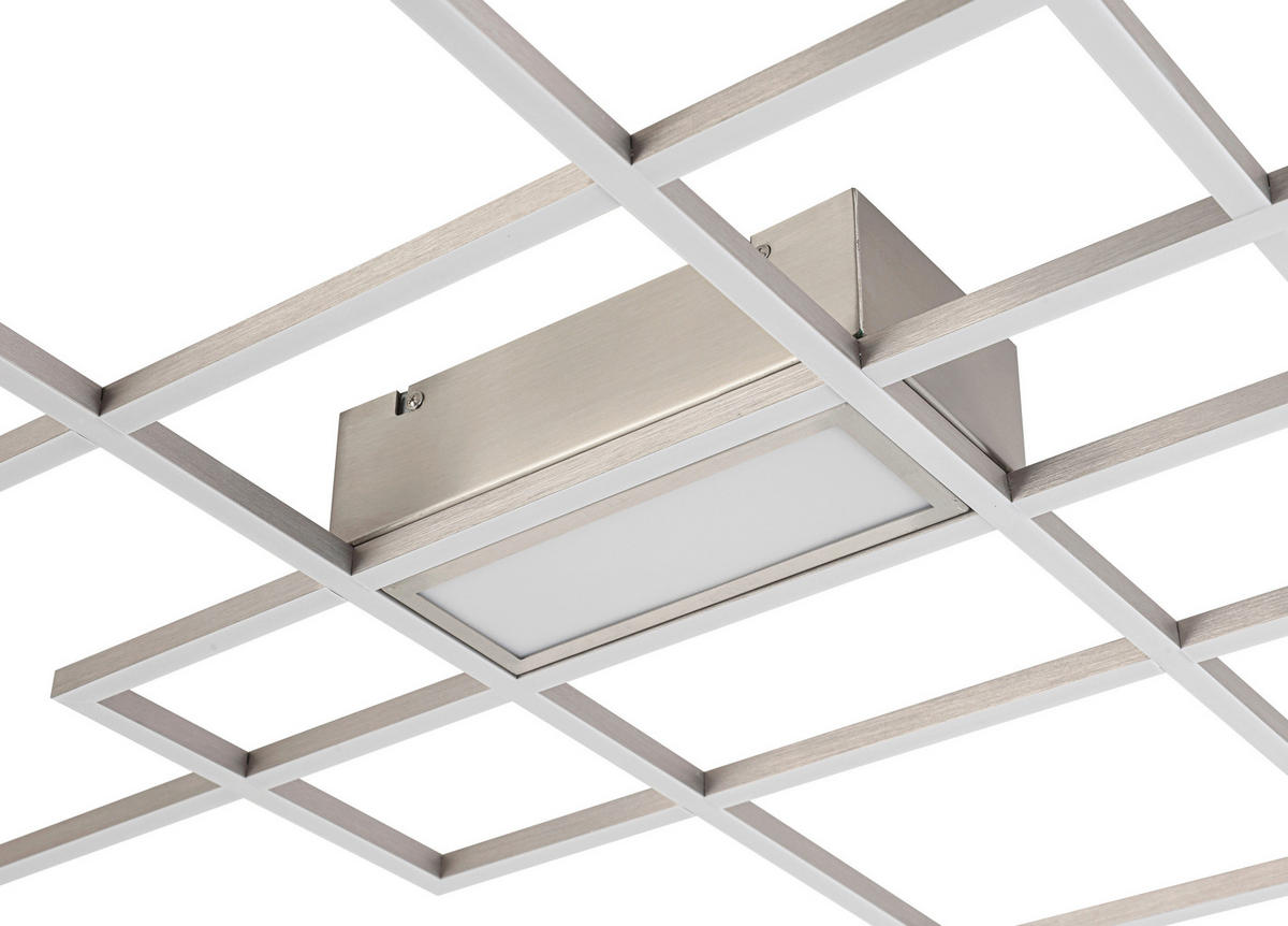 STROPNÍ LED SVÍTIDLO, 100/75/7,5 cm - barvy niklu, Design, kov/plast (100/75/7,5cm) - Novel