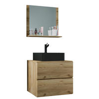 BADEZIMMER 3-teilig  in 61 cm  - Honigeiche/Schwarz, MODERN, Glas/Keramik (61cm) - MID.YOU