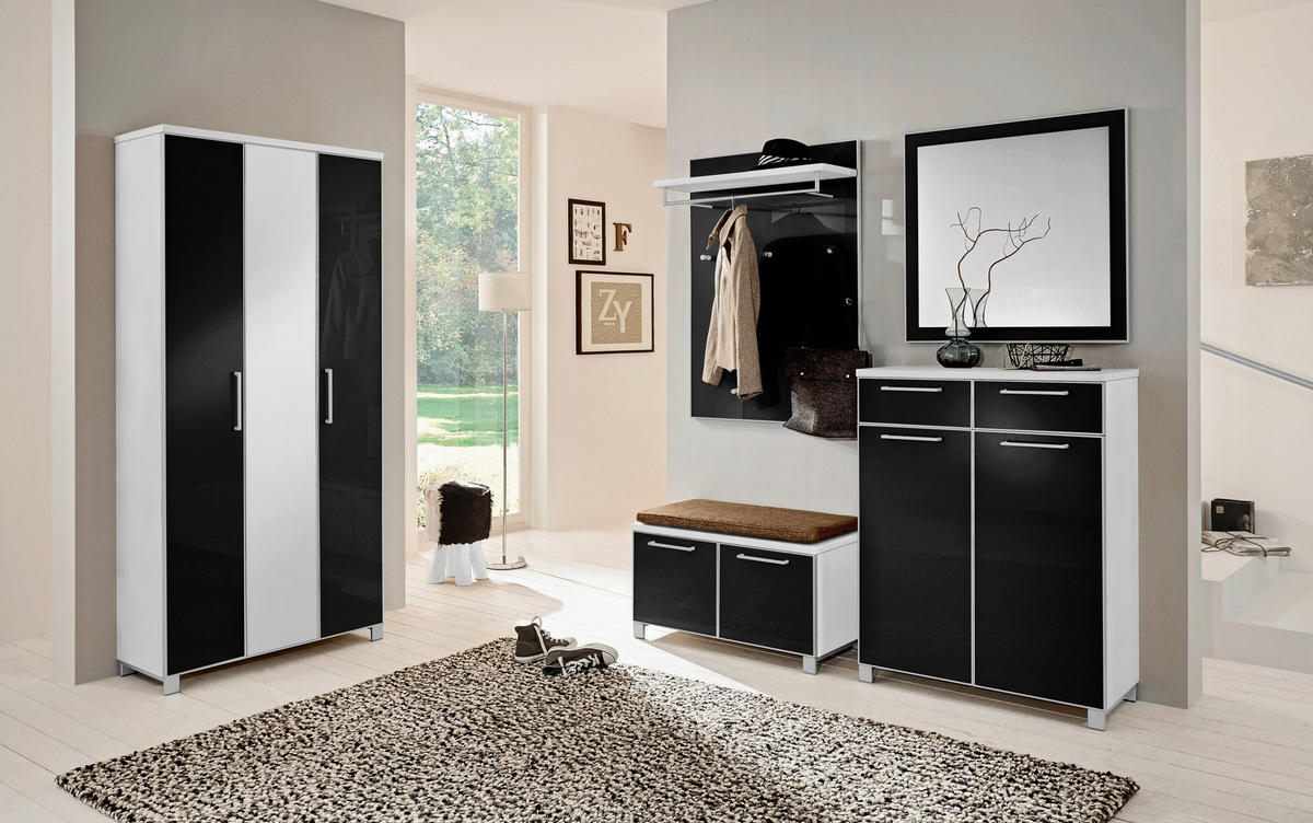 GARDEROBE 6-teilig  in 265/195/40 cm  - Hellbraun/Weiss, Design, Glas/Holzwerkstoff (265/195/40cm)