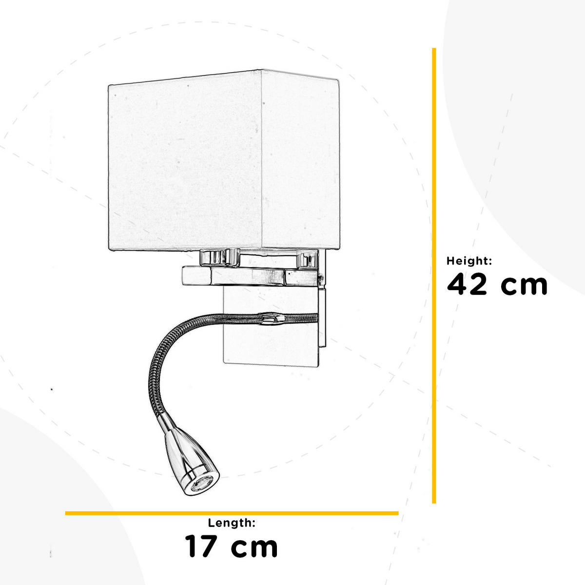 LED-WANDLEUCHTE 17/15/44 cm   - Chromfarben/Weiß, KONVENTIONELL, Textil/Metall (17/15/44cm)