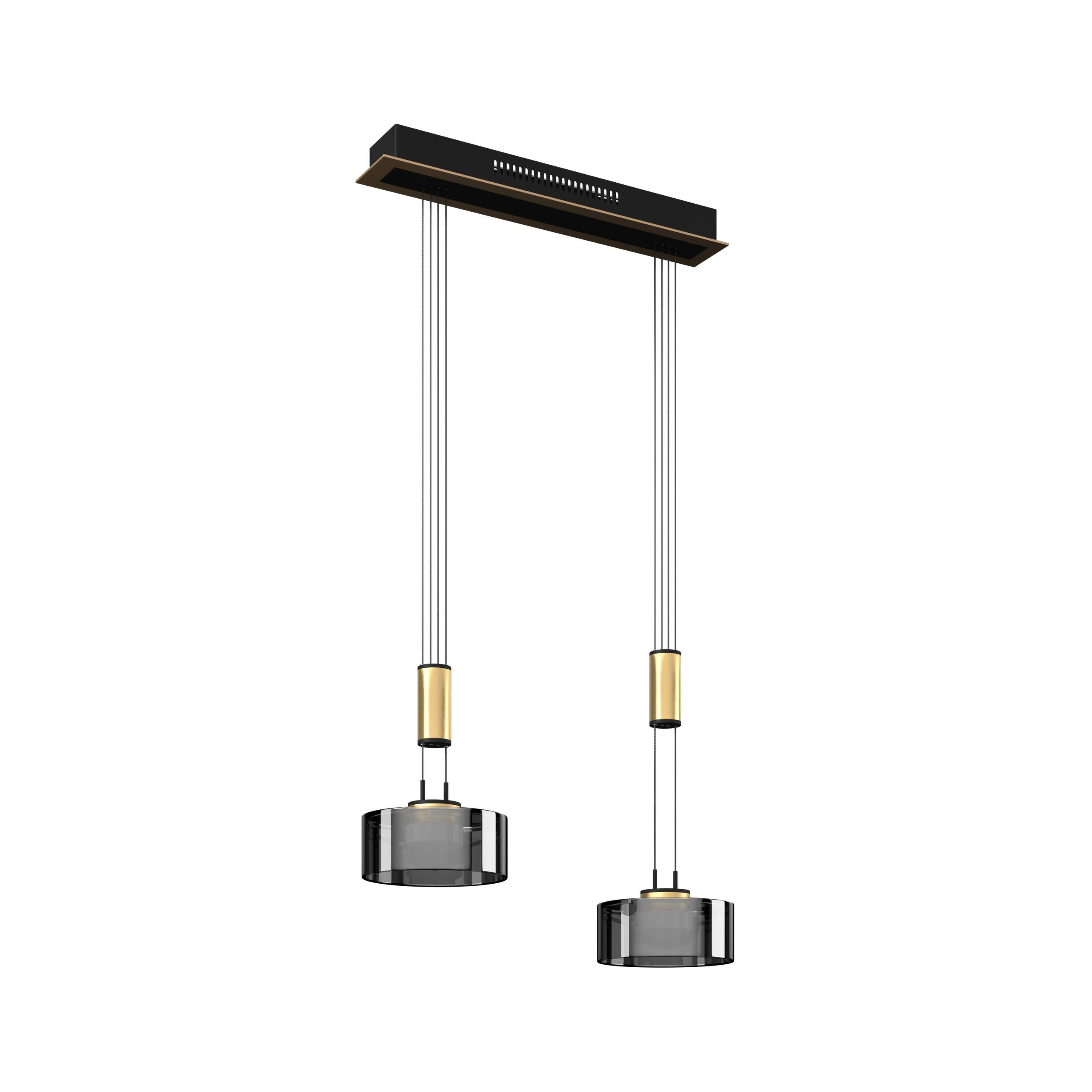 LED-PENDELLEUCHTE Lavin 64/20/160 cm   - Schwarz, Design, Glas/Metall (64/20/160cm) - Fischer & Honsel