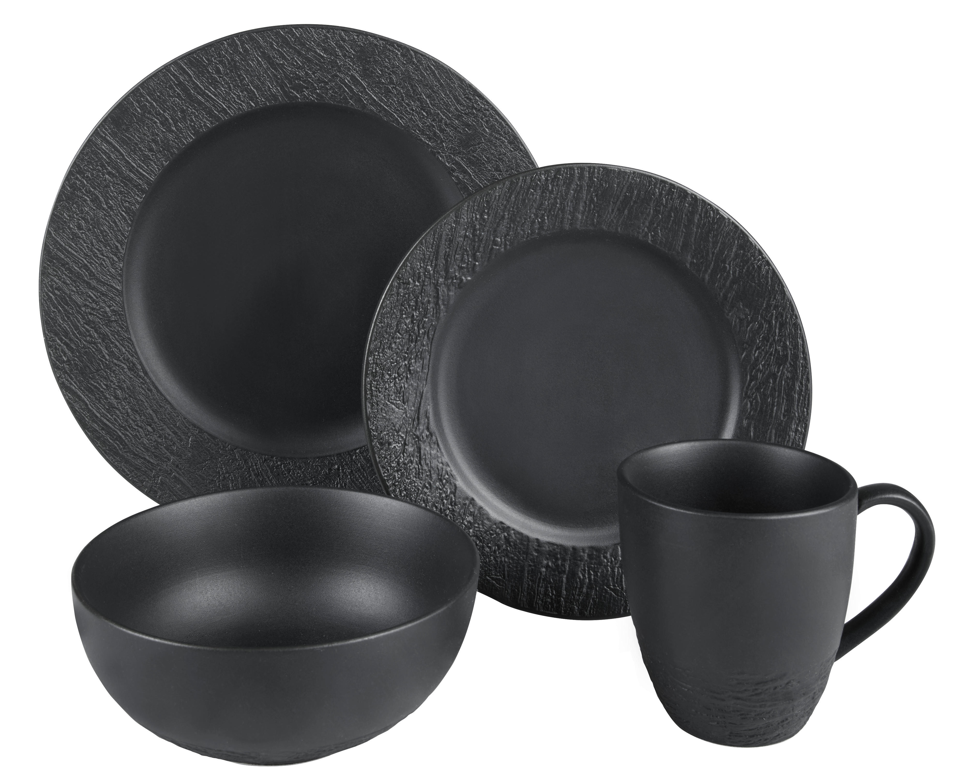KOMPLETT SERVIS   8 delar  Black Rock  - svart, Design, keramik - Best Price