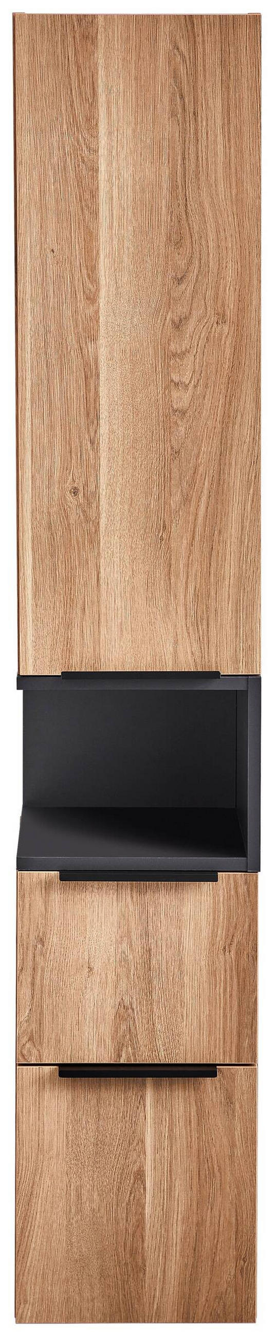 HOCHSCHRANK 30/160/30 cm  - Eichefarben/Schwarz, Design, Glas/Holzwerkstoff (30/160/30cm) - Novel