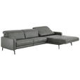 ECKSOFA Anthrazit Echtleder Kopfteilverstellung  - Anthrazit/Schwarz, Design, Leder/Metall (323/179cm) - Dieter Knoll