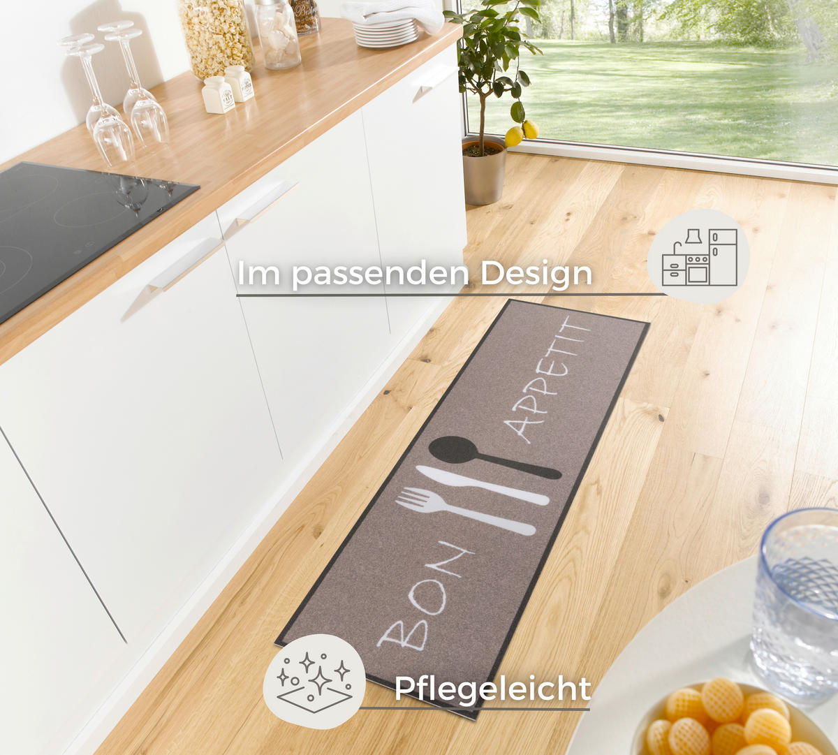 KÜCHENLÄUFER 50/150 cm Cook & Clean Braun, Weiß  - Braun/Weiß, Design, Kunststoff (50/150cm)