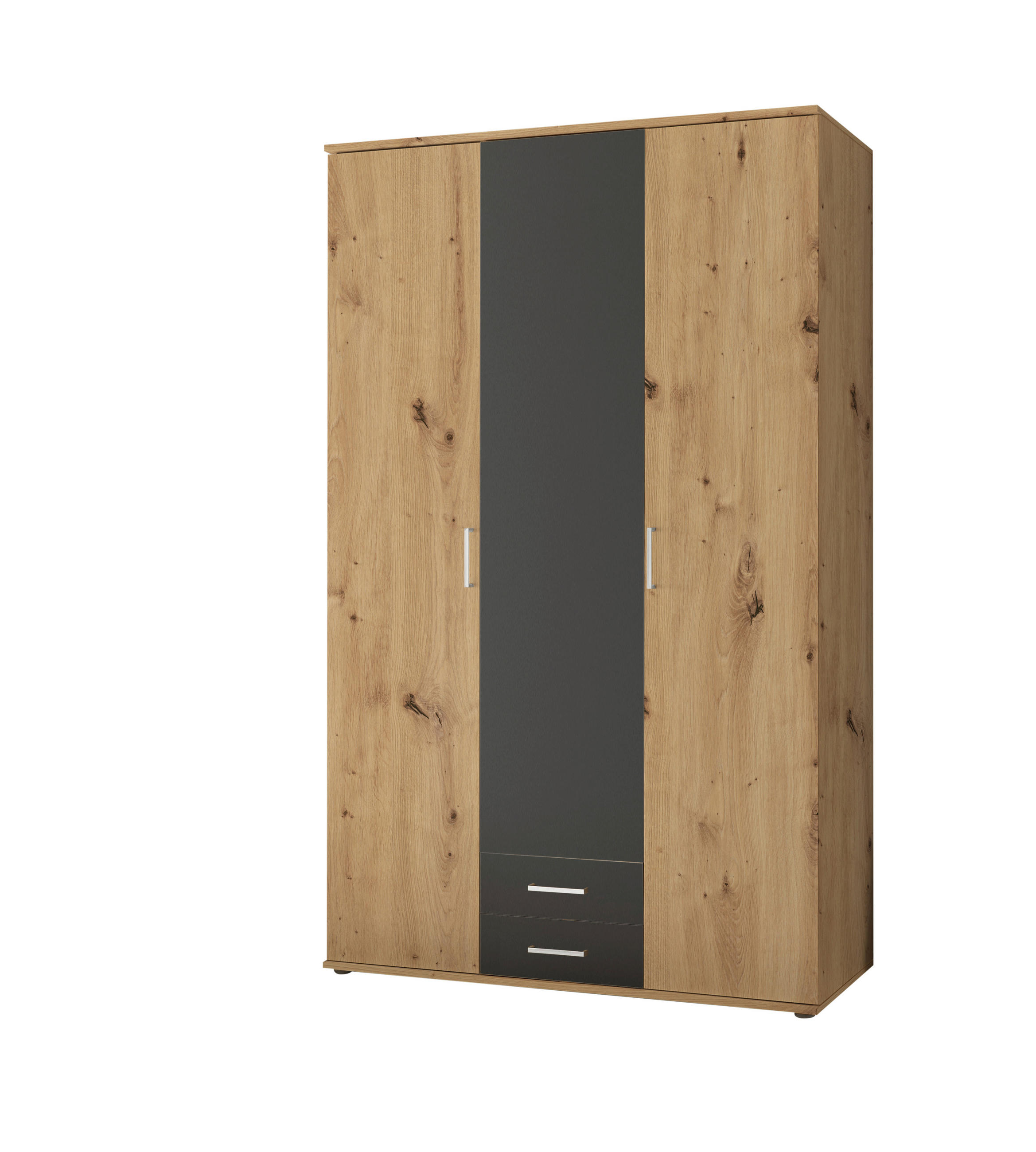 OMARA S KLASIČNIMI VRATI, barve grafita, hrast artisan  - barve aluminija/barve grafita, Moderno, umetna masa/leseni material (120/196,3/53,5cm) - Carryhome