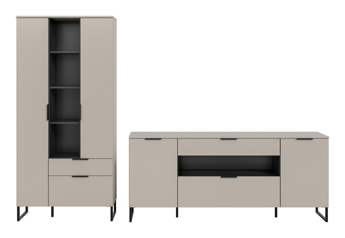 SZEKRÉNYSOR fekete, kasmírszínű  - kasmírszínű/fekete, Design, faalapú anyag/fém (290/192/41cm) - Livetastic