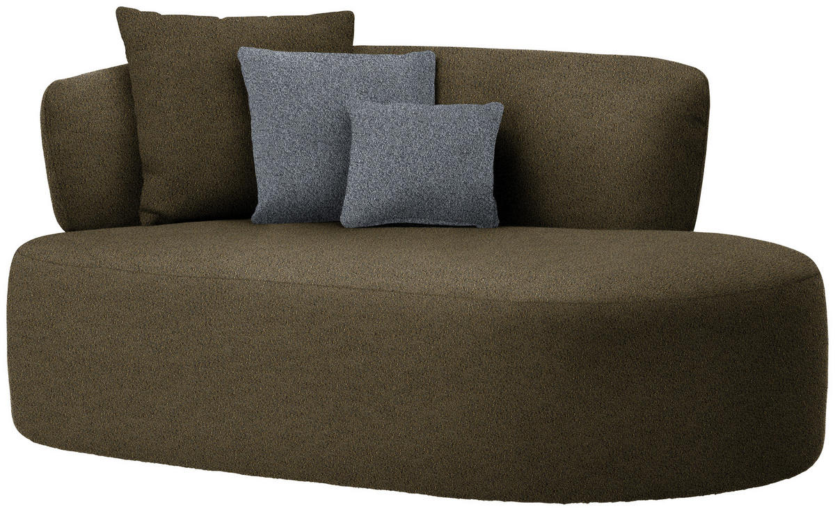 RÉCAMIERE in Bouclé Grau, Olivgrün  - Schwarz/Olivgrün, MODERN, Kunststoff/Textil (166/86/105cm) - Hom`in
