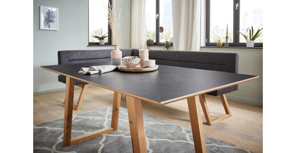 ECKBANK 225/155 cm  in Grau  - Eichefarben/Grau, KONVENTIONELL, Holz/Textil (225/155cm) - Dieter Knoll