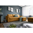 ECKSOFA Currygelb Cord, Velours  - Currygelb/Schwarz, Design, Kunststoff/Textil (243/155cm) - Xora