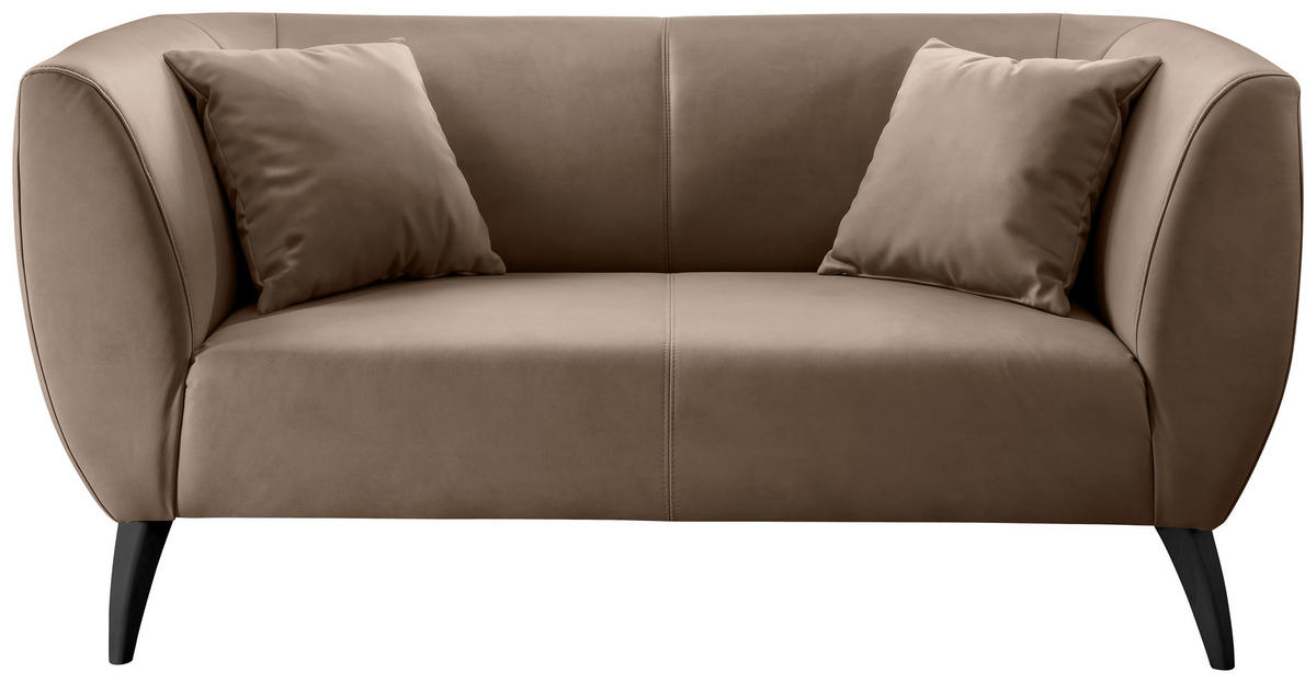 2-SITZER-SOFA Lederlook Braun  - Schwarz/Braun, Modern, Holz/Textil (172/83/88cm) - Livetastic