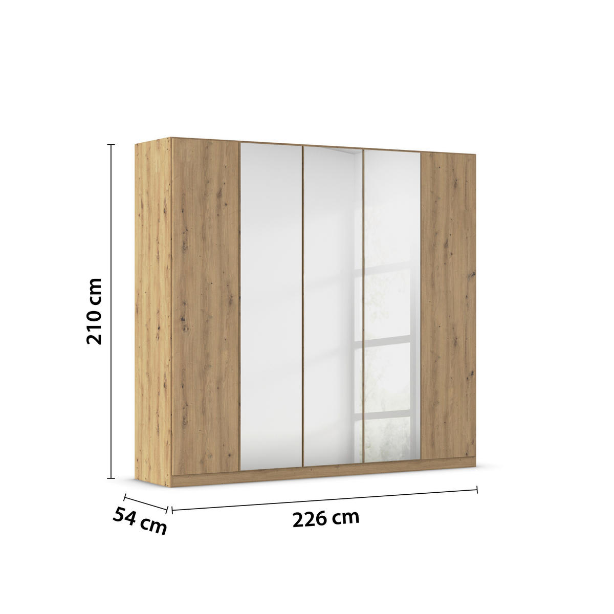 FALTTÜRENSCHRANK in Eiche Artisan  - Eiche Artisan, Holzwerkstoff (226/210/54cm) - Boxxx