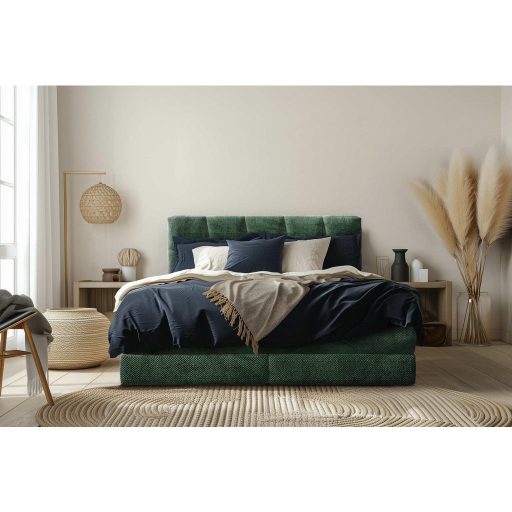 Thumbnail - Esposa Boxspringbett, Grün, Textil, H3 + H4, Höhe ca. 19 cm, 180x200 cm, Schlafzimmer, Betten, Doppelbetten