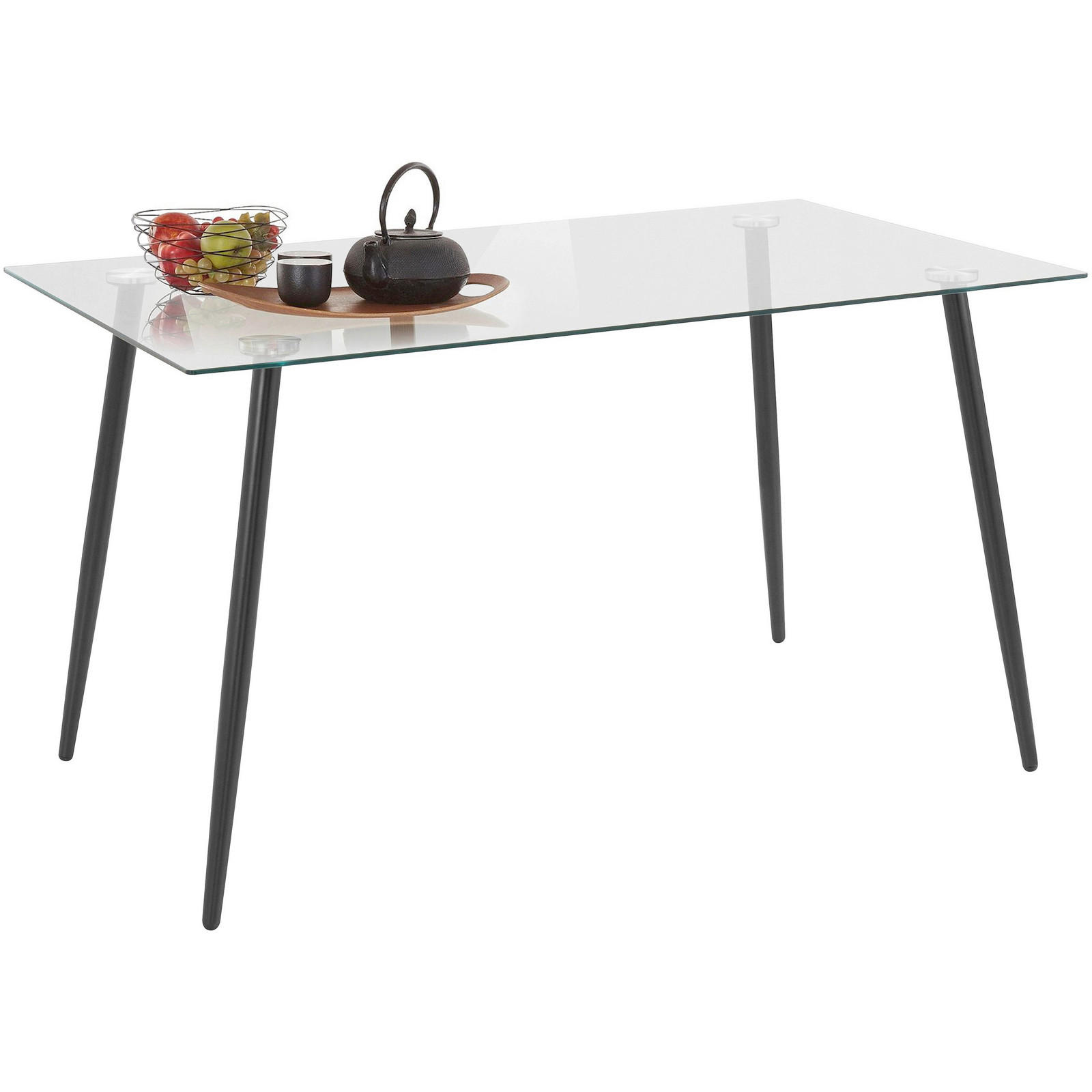 ESSTISCH in Metall, Glas  - Transparent/Schwarz, Design, Glas/Metall (140/75/80cm) - MID.YOU