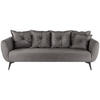 3-SITZER-SOFA in Lederlook Anthrazit  - Anthrazit/Schwarz, Modern, Textil/Metall (236/94/103cm) - Livetastic