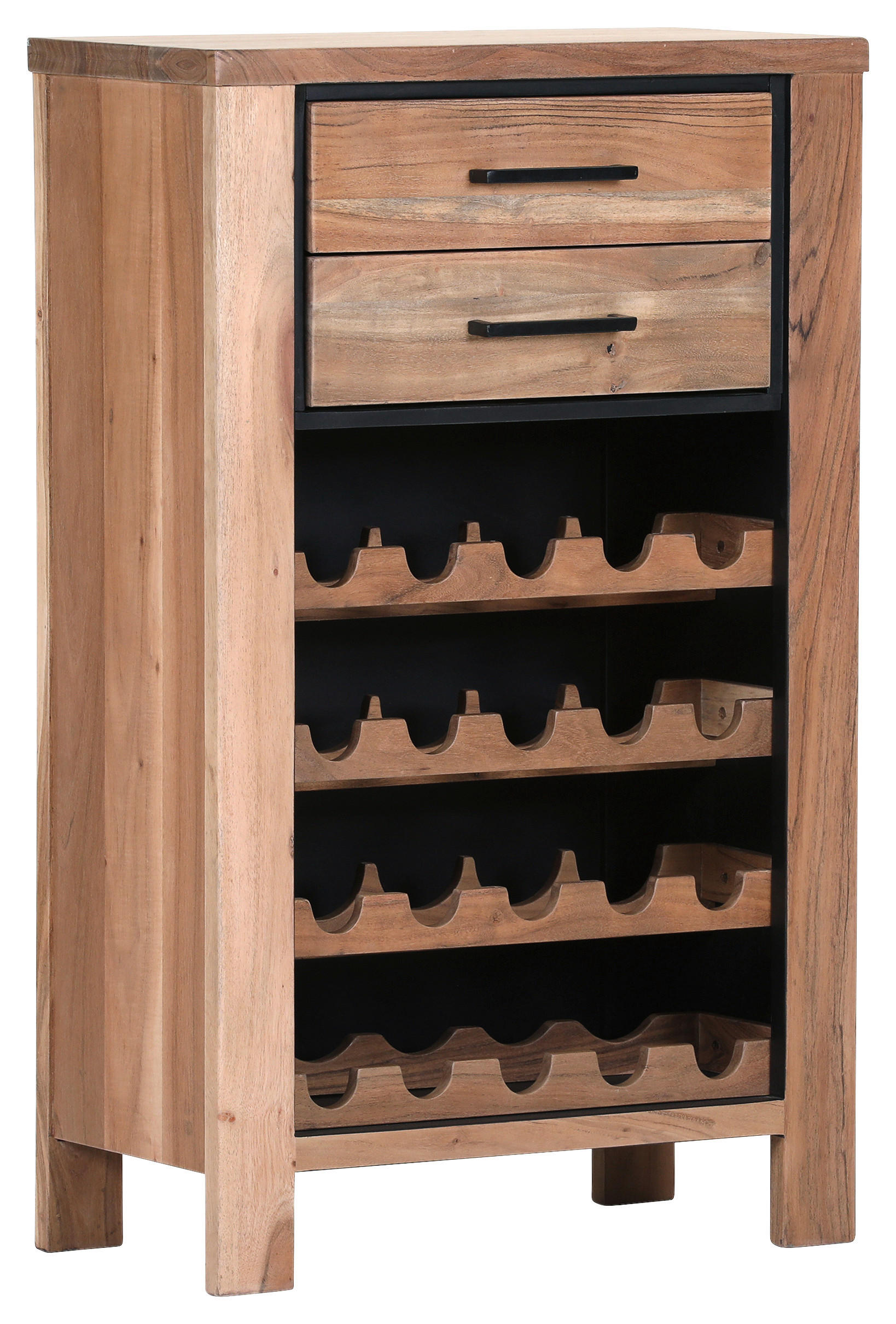 WEINREGAL  - Schwarz/Akaziefarben, LIFESTYLE, Holz/Metall (65/105/35cm) - Landscape