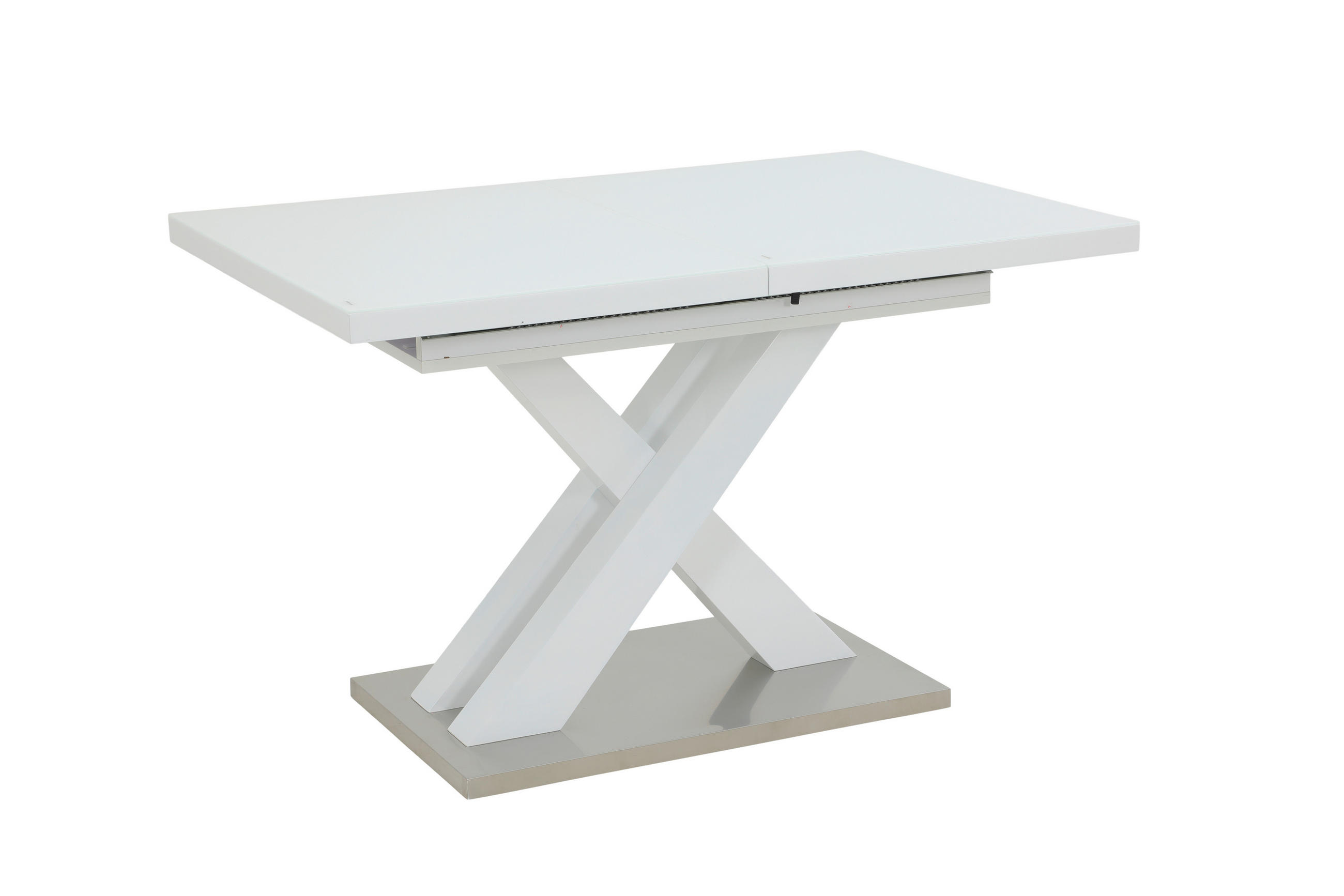 ESSTISCH in Glas, Holzwerkstoff 120-160/80/75 cm  - Weiß Hochglanz, MODERN, Glas/Holzwerkstoff (120-160/80/75cm) - MID.YOU