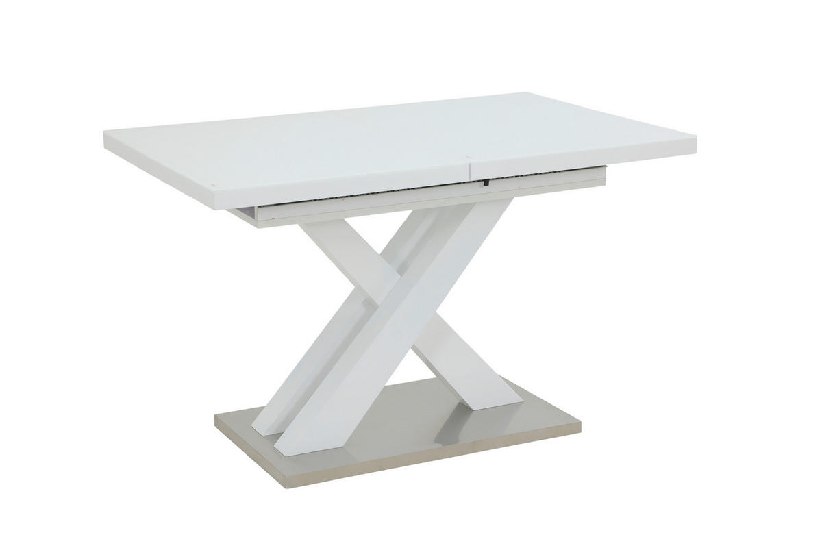 ESSTISCH in Glas, Holzwerkstoff 120-160/80/75 cm  - Weiß Hochglanz, MODERN, Glas/Holzwerkstoff (120-160/80/75cm) - MID.YOU