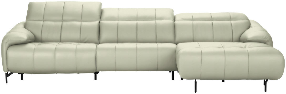 ECKSOFA  in Echtleder Weiß  313/165 cm  - Schwarz/Weiß, Design, Leder/Metall (313/165cm) - Belluti
