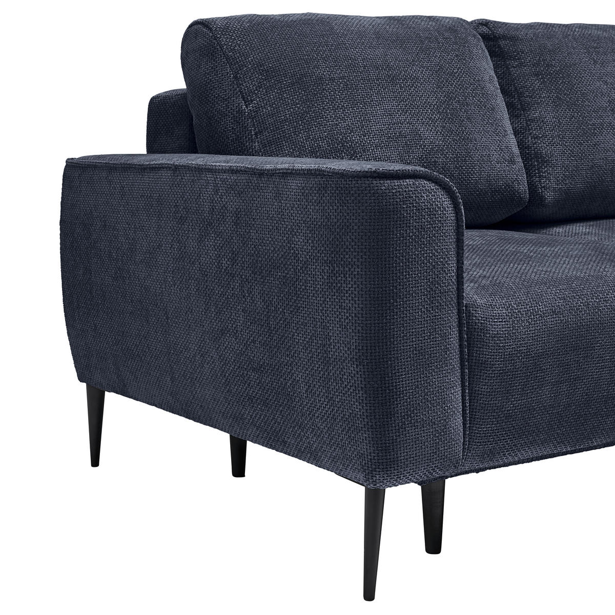 HÖRNSOFFA i vävt tyg mörkblå  - svart/mörkblå, Modern, metall/textil (255/164cm) - MID.YOU