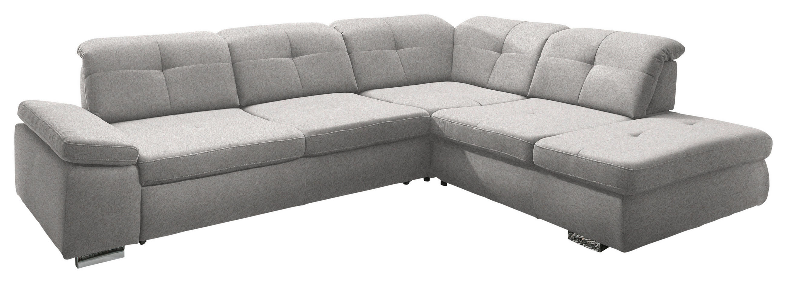 ECKSOFA  in Mikrofaser Silberfarben  312/260 cm  - Chromfarben/Silberfarben, Design, Textil/Metall (312/260cm) - Beldomo Style