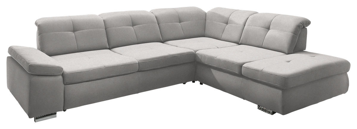 ECKSOFA  in Mikrofaser Silberfarben  312/260 cm  - Chromfarben/Silberfarben, Design, Textil/Metall (312/260cm) - Beldomo Style