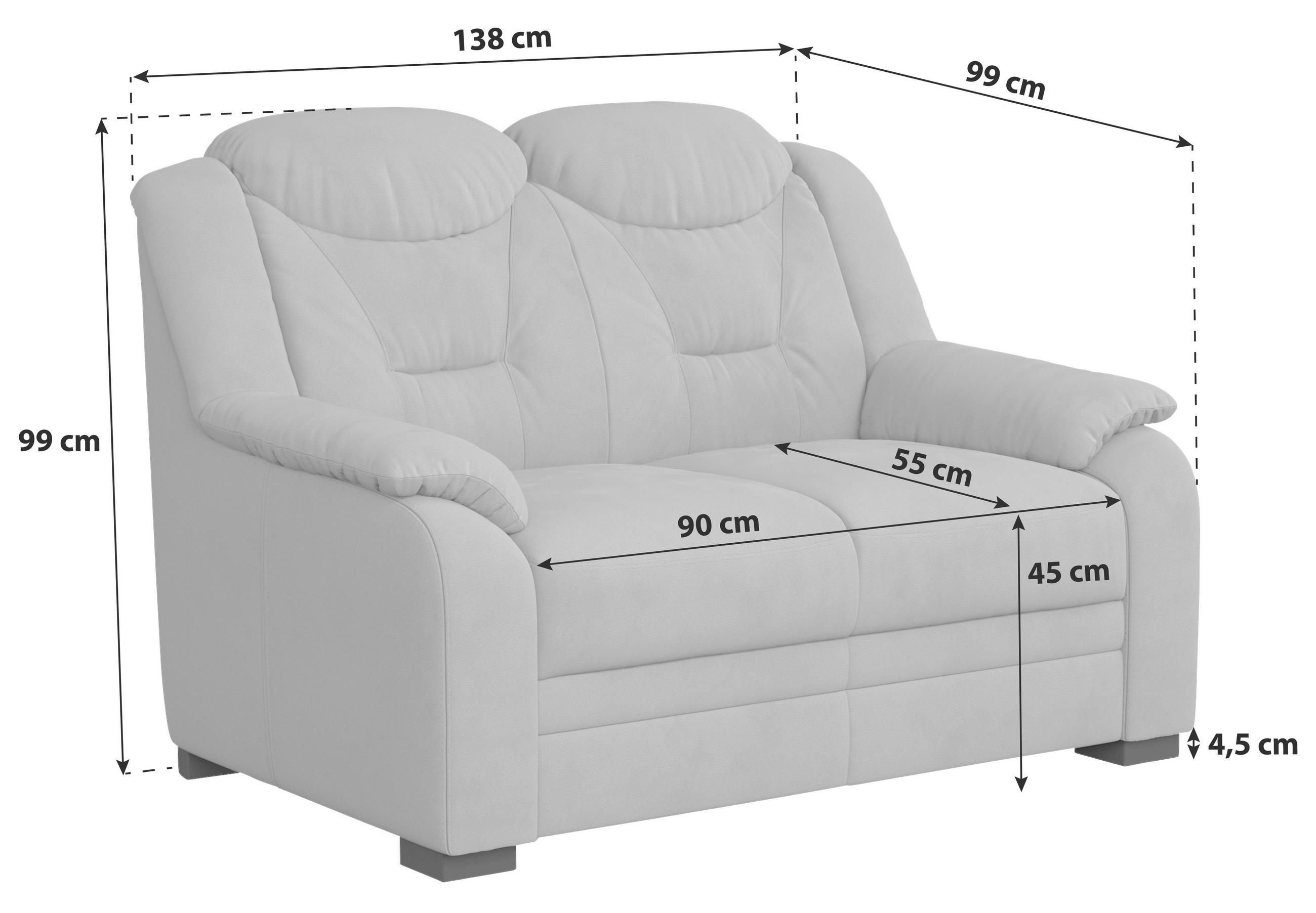 2-SITZER-SOFA Mikrofaser Anthrazit  - Anthrazit/Schwarz, Basics, Kunststoff/Textil (138/99/99cm) - MID.YOU