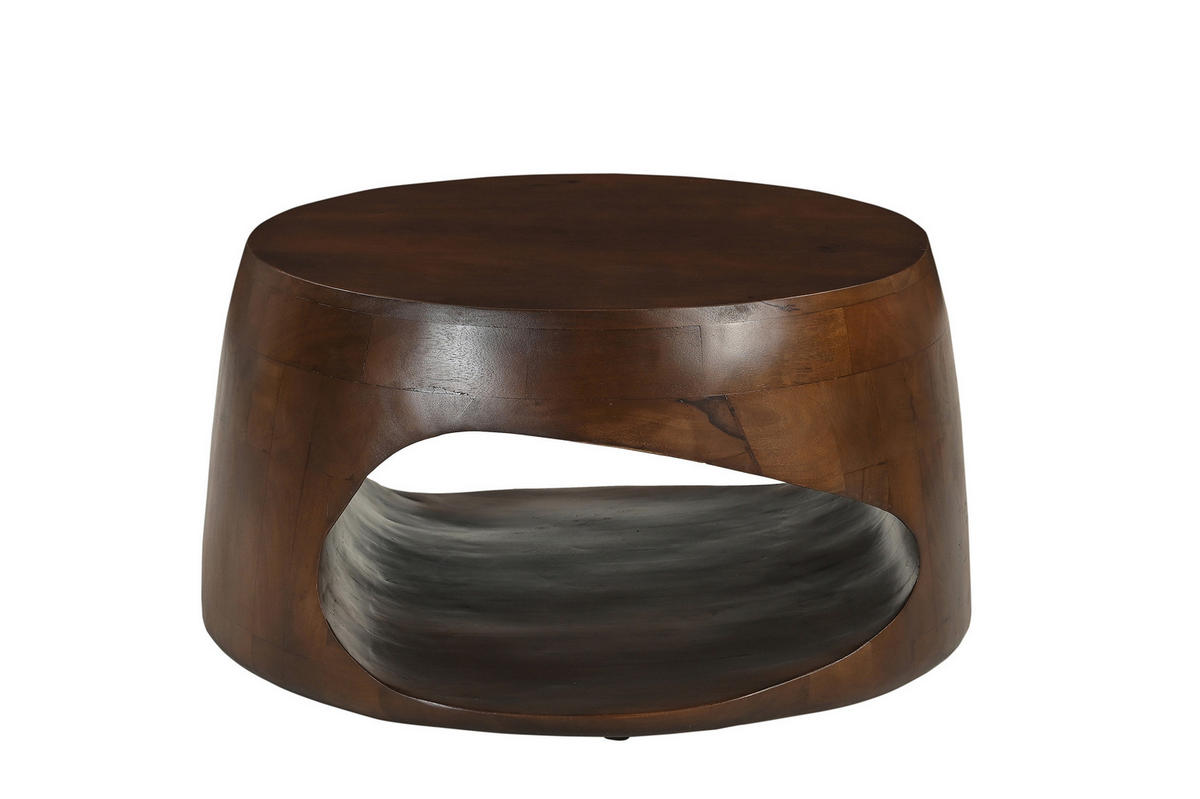 COUCHTISCH Mangoholz massiv 75/75/38 cm rund Braun  - Braun, Design, Holz (75/75/38cm) - MID.YOU