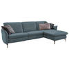 ECKSOFA in Lederlook (vegan) Blau, Grau  - Blau/Grau, Modern, Textil/Metall (263/179cm) - Livetastic
