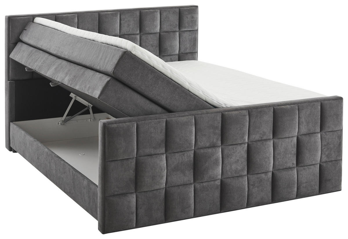 BOXSPRINGBETT 160/200 cm  in Grau  - Grau, MODERN, Kunststoff/Textil (160/200cm) - MID.YOU