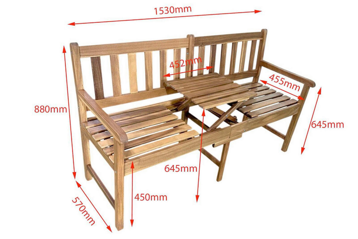 ZÁHRADNÁ LAVICA, akácia, drevo - farba akácie, Basics, drevo (153/57/88cm) - Prestige Home