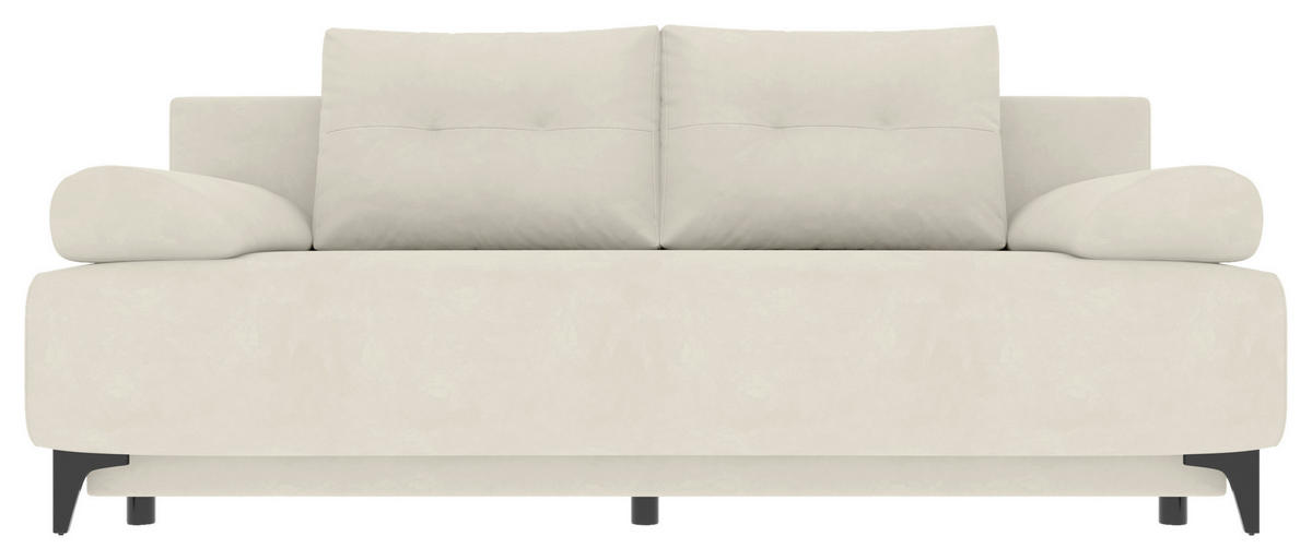 SCHLAFSOFA  mit Liegefunktion, Rücken echt Plüsch Creme  - Creme/Schwarz, KONVENTIONELL, Textil/Metall (200/98/90cm) - Carryhome